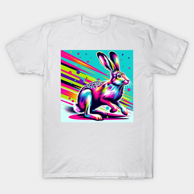 Pop Art Snowshoe Hare Tee - Winter Wildlife Fashion Statement T-Shirt by PawPopArt